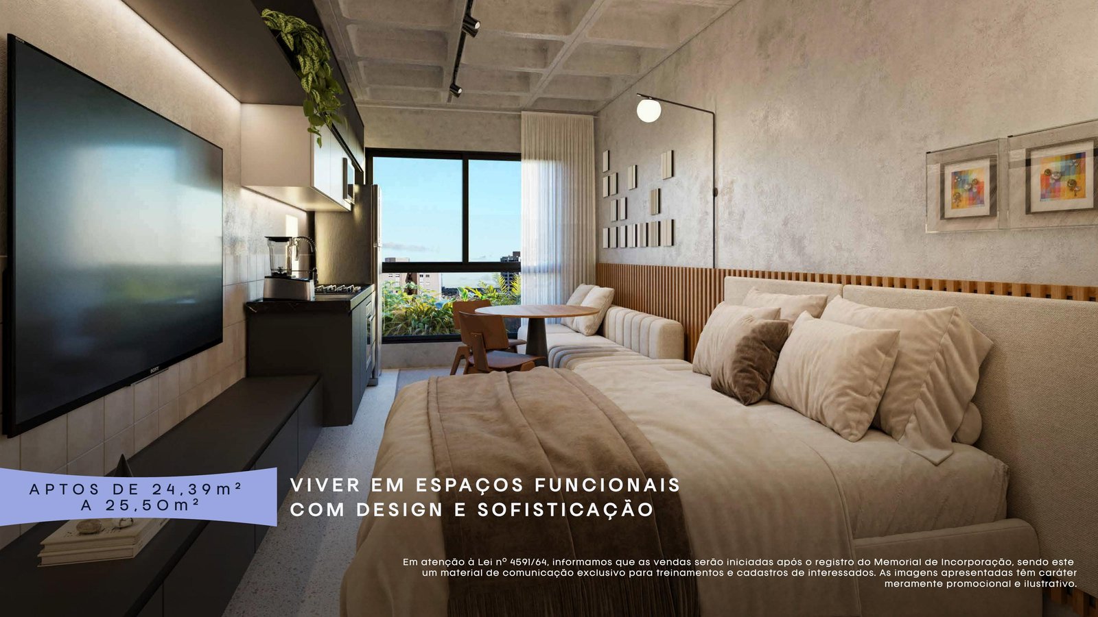 Studio compacto 24,39 m²
